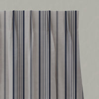 Blue Striped Linen Pleated Curtains - Freja Deep Blue - Natural base fabric.