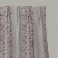 Pink Patterned Linen Pleated Curtains - Hensley Dusty Pink - Natural base fabric.