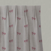Red Kids Linen Pleated Curtains - Horse Cherry - Natural base fabric.