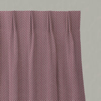 Red Patterned Linen Pleated Curtains - Hugo Cherry - Natural base fabric.