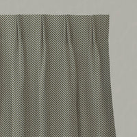 Green Patterned Linen Pleated Curtains - Hugo Khaki - Natural base fabric.