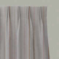 Orange Striped Linen Pleated Curtains - Inari Burnt Orange - Natural base fabric.