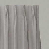 Green Striped Linen Pleated Curtains - Inari Seaweed - Natural base fabric.