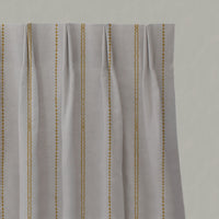 Yellow Striped Linen Pleated Curtains - Inga-NAT Honey - Natural base fabric.