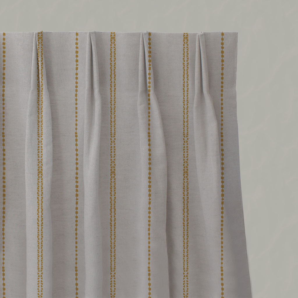 Yellow Striped Linen Pleated Curtains - Inga-NAT Honey - Natural base fabric.