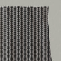 Black Patterned Linen Pleated Curtains - Ksenia Noir - Natural base fabric.