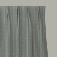 Green Striped Linen Pleated Curtains - Laila Jade Mist - Natural base fabric.