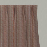 Red / Orange Striped Linen Pleated Curtains - Laila Terracotta - Natural base fabric.