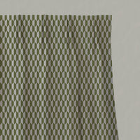 Green Patterned Linen Pleated Curtains - Lana Leaf - Natural base fabric.