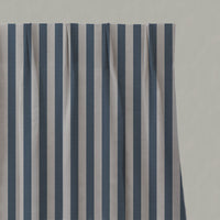 Blue Striped Linen Pleated Curtains - Liliana Denim-NAT - Natural base fabric.