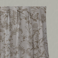 Brown Floral Linen Pleated Curtains - Marianne-INV Sand - Natural base fabric.