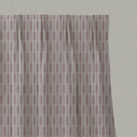 Pink Patterned Linen Pleated Curtains - Millie Dusty Pink - Natural base fabric.