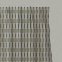 Green Patterned Linen Pleated Curtains - Millie Khaki - Natural base fabric.