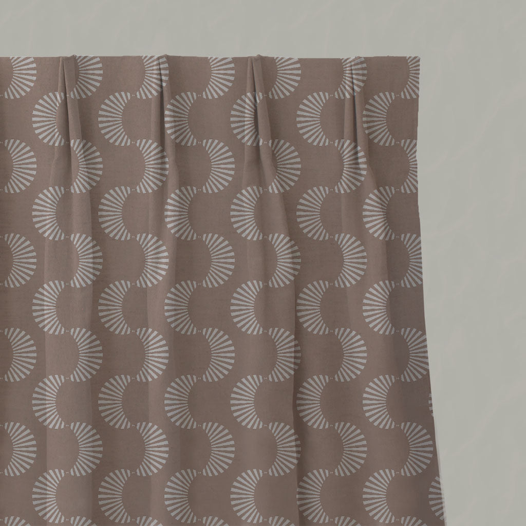 Pink Patterned Linen Pleated Curtains - Naja New Blush - Natural base fabric.