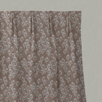 Pink Botanical Linen Pleated Curtains - Nalini New Blush INV - Natural base fabric.