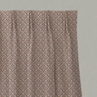 Orange Floral Linen Pleated Curtains - Nessa Burnt Orange - Natural base fabric.