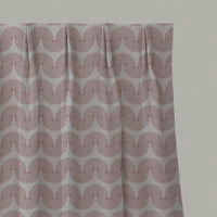 Pink Patterned Linen Pleated Curtains - Ofira Dusty Pink - Natural base fabric.