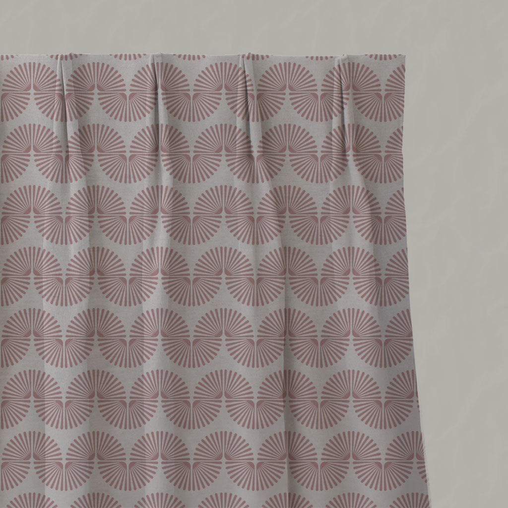 Pink Patterned Linen Pleated Curtains - Ofira Dusty Pink - Natural base fabric.