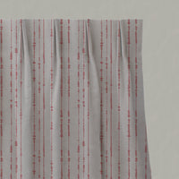 Pink Patterned Linen Pleated Curtains - Pearls Sweetpea - Natural base fabric.