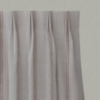 Pink Striped Linen Pleated Curtains - Rae Dusty Pink - Natural base fabric.