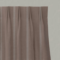 Pink Striped Linen Pleated Curtains - Rana New Blush - Natural base fabric.