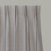 Grey Striped Linen Pleated Curtains - Ronja Ash - Natural base fabric.