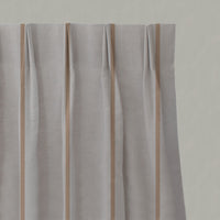 Orange Striped Linen Pleated Curtains - Ronja Tangerine - Natural base fabric.