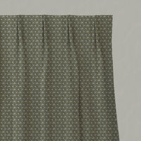 Green Botanical Linen Pleated Curtains - Saana Khaki - Natural base fabric.