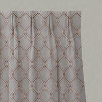 Orange Patterned Linen Pleated Curtains - Sara-NAT Burnt Orange - Natural base fabric.