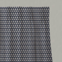 Blue Patterned Linen Pleated Curtains - Siruna Deep Blue - Natural base fabric.
