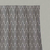 Grey Patterned Linen Pleated Curtains - Sylvia Charcoal - Natural base fabric.