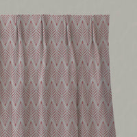 Pink Patterned Linen Pleated Curtains - Sylvia Sweetpea - Natural base fabric.