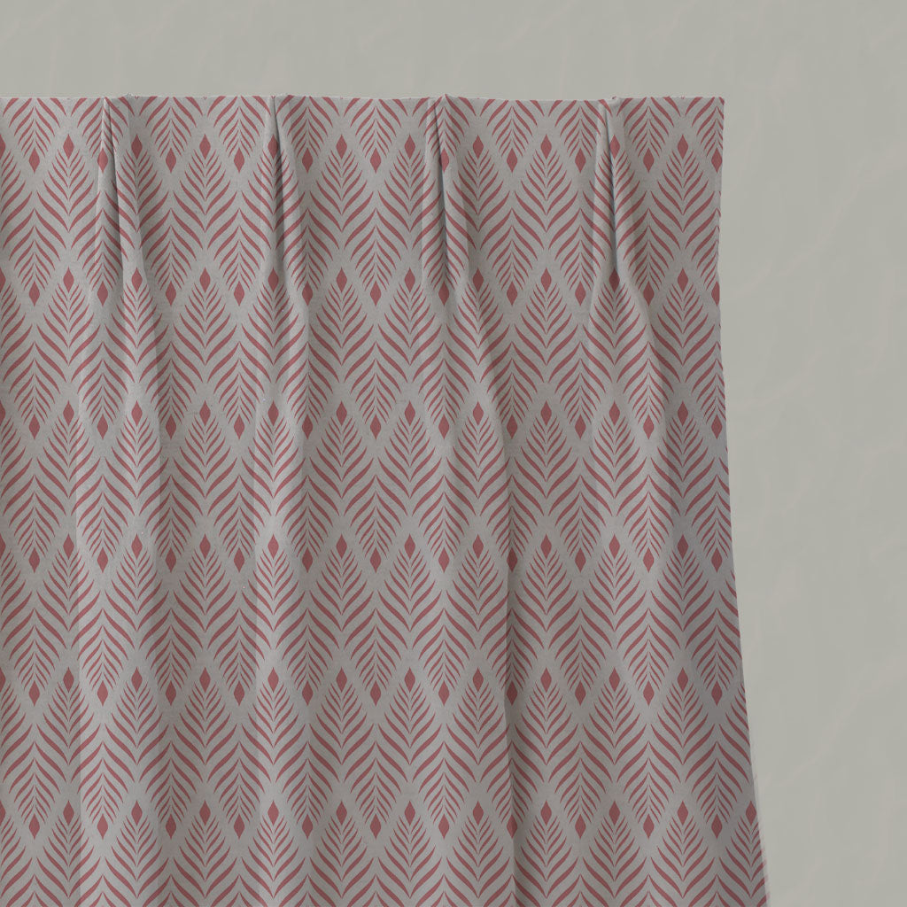 Pink Patterned Linen Pleated Curtains - Sylvia Sweetpea - Natural base fabric.