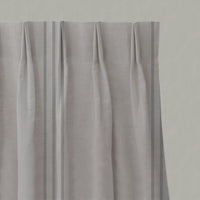 Grey Striped Linen Pleated Curtains - Telma Greige - Natural base fabric.