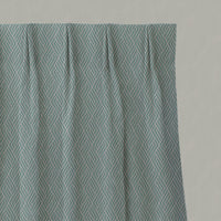 Blue Patterned Linen Pleated Curtains - Vera Duck Egg - Natural base fabric.