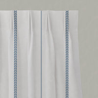 Blue Striped Linen Pleated Curtains - Berit Ink - White base fabric.