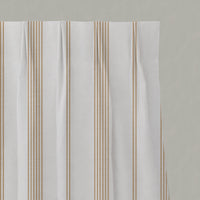 Orange Striped Linen Pleated Curtains - Brea Ochre-WHT - White base fabric.