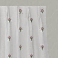 Pink Patterned Linen Pleated Curtains - Cheyenne Pink - White base fabric.
