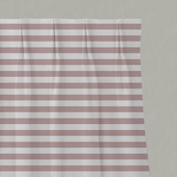 Pink Striped Linen Pleated Curtains - Della Peony-WHT - White base fabric.