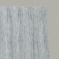 Blue Patterned Linen Pleated Curtains - Dora-WHT Shadow Blue - White base fabric.