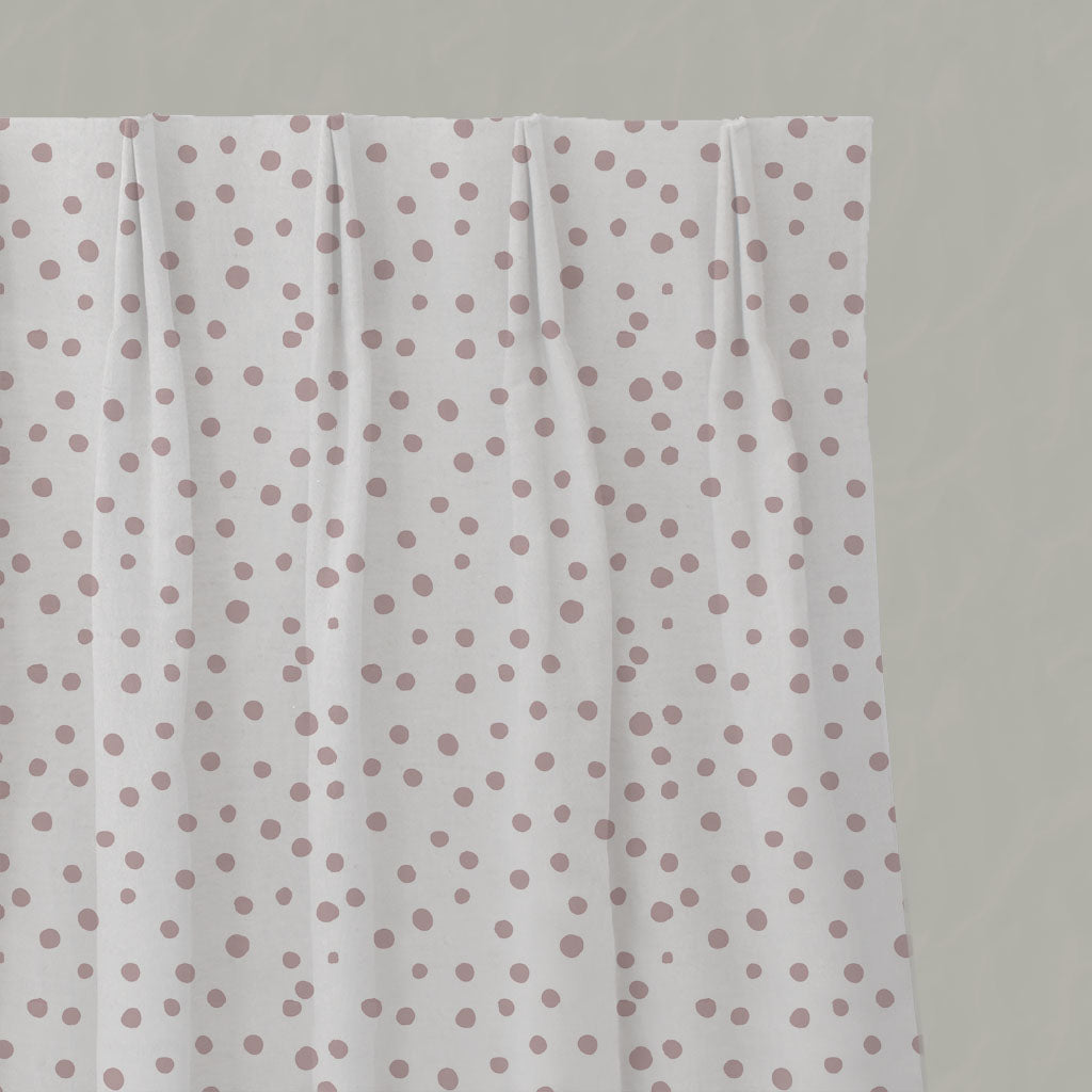 Pink Spotted Linen Pleated Curtains - Dottie Peony-WHT - White base fabric.