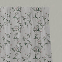 Pink Floral Linen Pleated Curtains - Estelle Powder Rose - White base fabric.