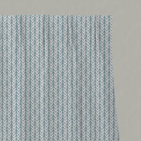 Blue Patterned Linen Pleated Curtains - Fia Shadow Blue - White base fabric.