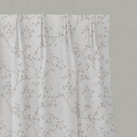 Neutral / Grey Botanical Linen Pleated Curtains - Goldfinch Grey Sand WHT - White base fabric.