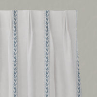 Blue Striped Linen Pleated Curtains - Helena Agate Blue - White base fabric.