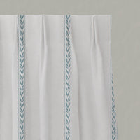 Blue Striped Linen Pleated Curtains - Helena Shadow Blue - White base fabric.