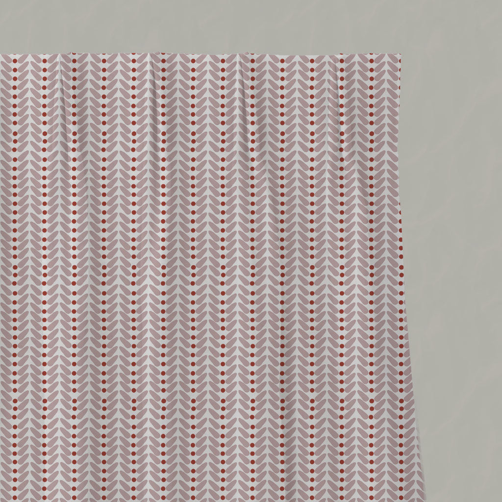 Red / Pink Patterned Linen Pleated Curtains - Hilda Peony Red - White base fabric.