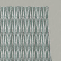 Green Patterned Linen Pleated Curtains - Hilda Sage - White base fabric.