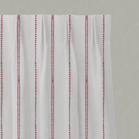 Red Striped Linen Pleated Curtains - Inga Dream Red - White base fabric.