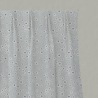 Blue Floral Linen Pleated Curtains - Janika Ink - White base fabric.